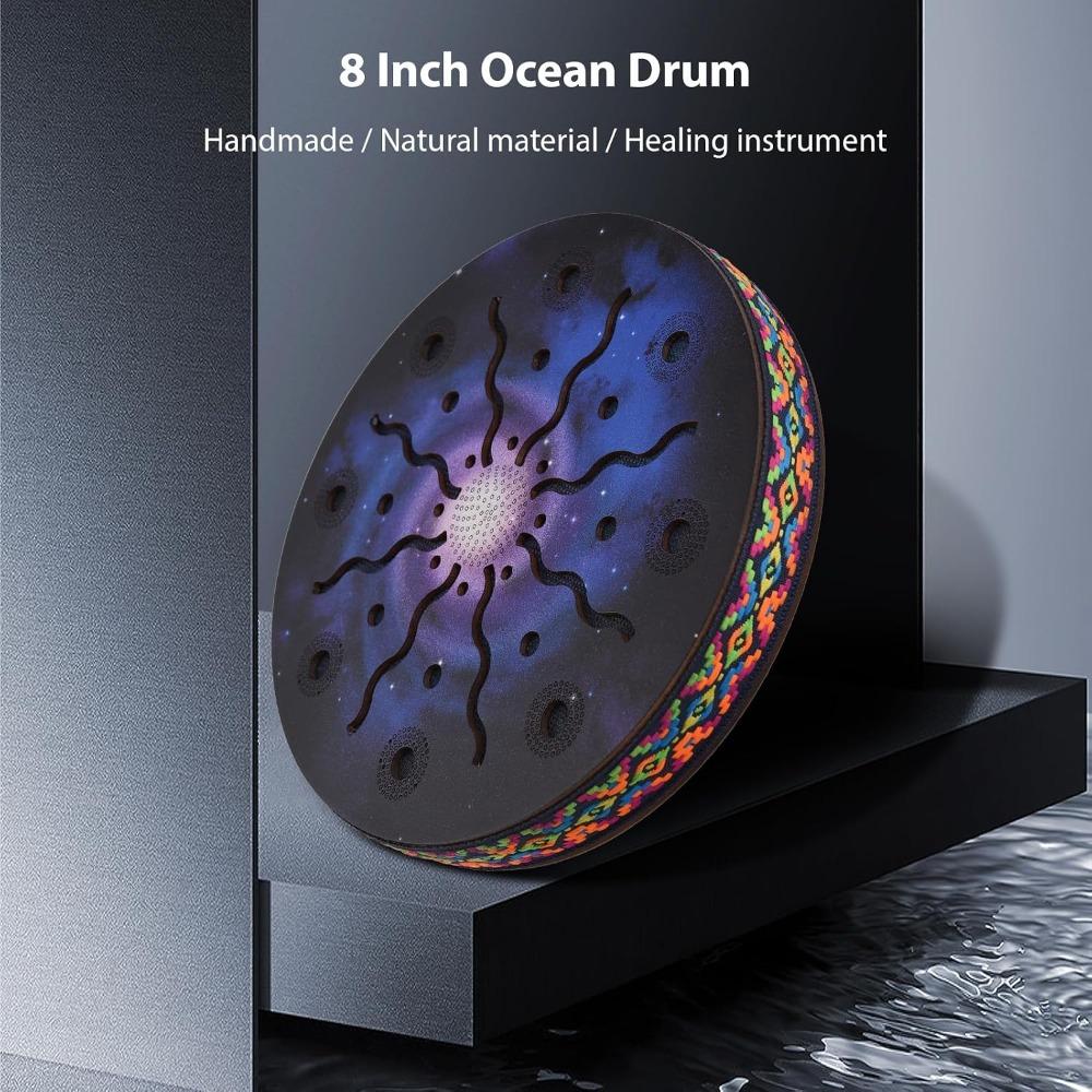 8 Inch Painted Drum Birch Wood Birch Wooden Drum Durable Ocean Drum Party Supplies