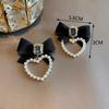 Черные серьги-квадраты с бантом Женские элегантные жемчужные серьги-сердечки Подарки