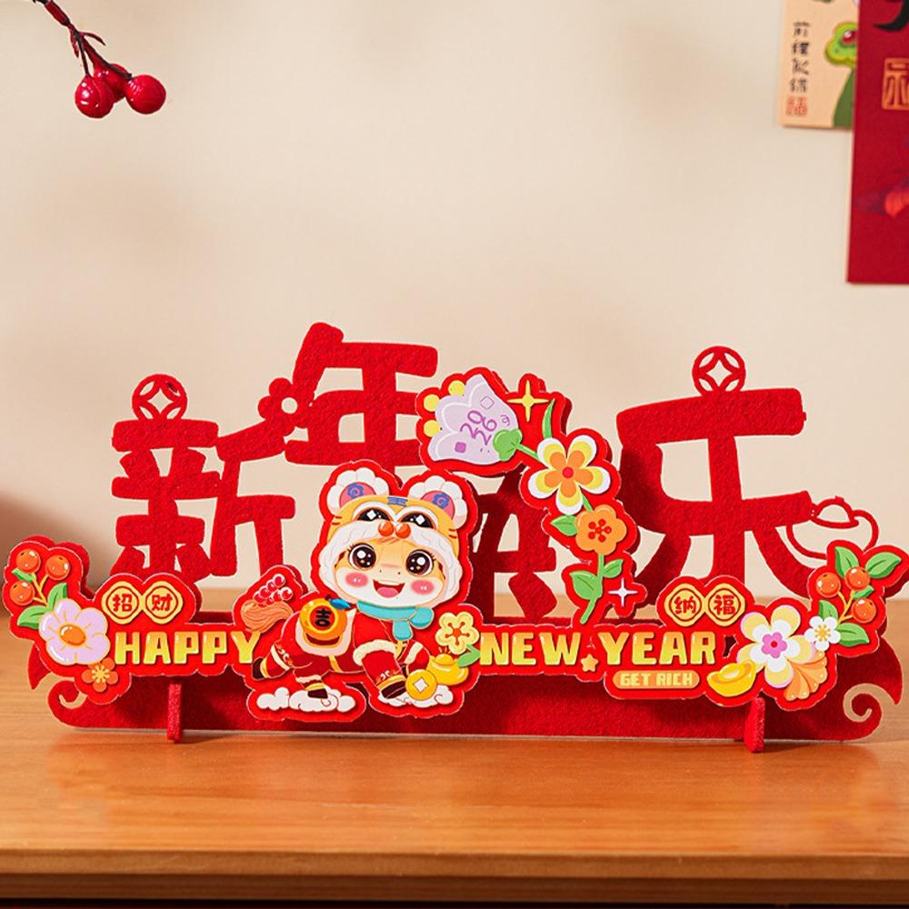 Cartoon New Year Hanging Ornaments Flocking Traditional Lucky Character Wall Hanging Handmade Non-woven