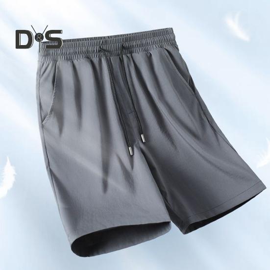 Мужские шорты, повседневные брюки с регулируемой талией на шнурке и усиленными карманами, однотонные, широкие летние спортивные шорты