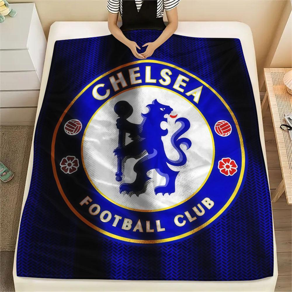 Chelsea Printed Flannel Blanket, soft throw for bedroom sofa, washable,soccer fan merchandise, great gift.
