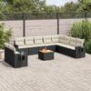 11 piece Garden Sofa Set with Cushions Black Poly Rattan