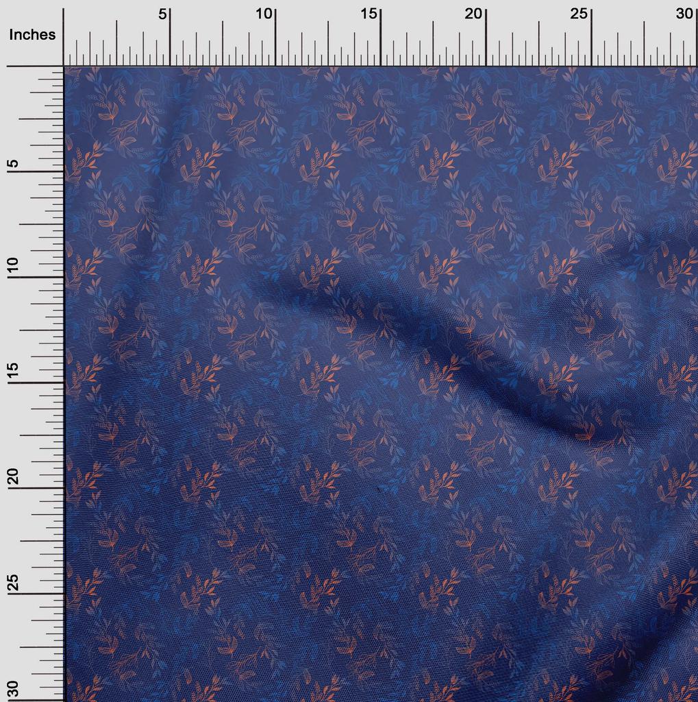 oneOone Cotton Flex Blue Fabric Leaves Sewing Craft Projects Fabric Prints By Yard 40 Inch