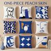 Abstract Face Line Art Cushion Cover Blue White Geometric Peach Skin Throw Pillow Case For Living Room Sofa Home Decor 40X40Cm