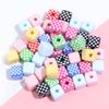 10Pcs 13mm Acrylic Beads Colorful Checkerboard Pattern Large Hole Square Beads For Craft Bracelet Making DIY Jewelry Accessories