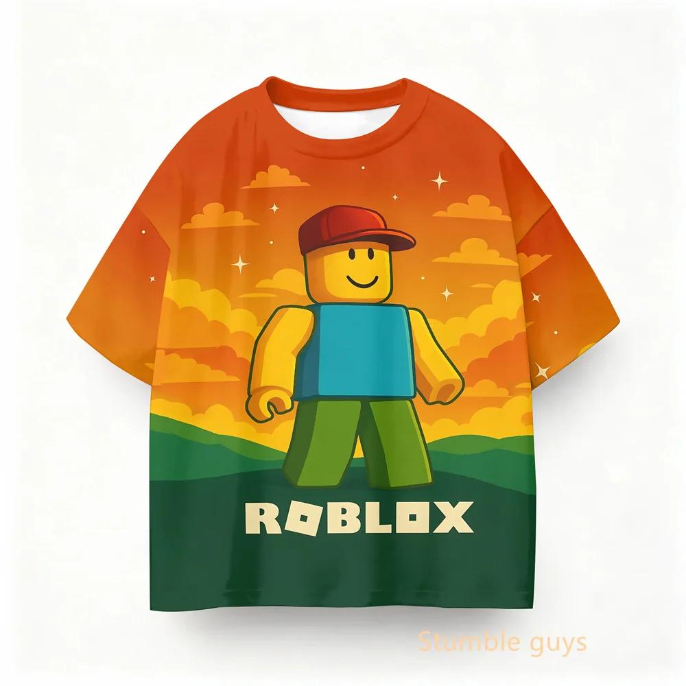 Roblox Летняя игровая тема для детей Футболка Одежда для мальчиков Девочки Аниме