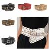 Adjustable Rivet Wide Waistbands Personalized Design Irregular Leather Belt  Party
