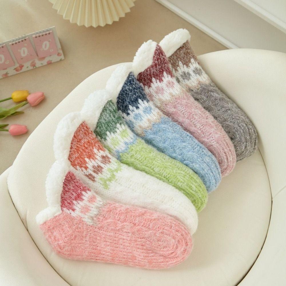 Plush Floor Socks Women Anti Slip Winter Fleece Socks Warm Slippers Socks  Female