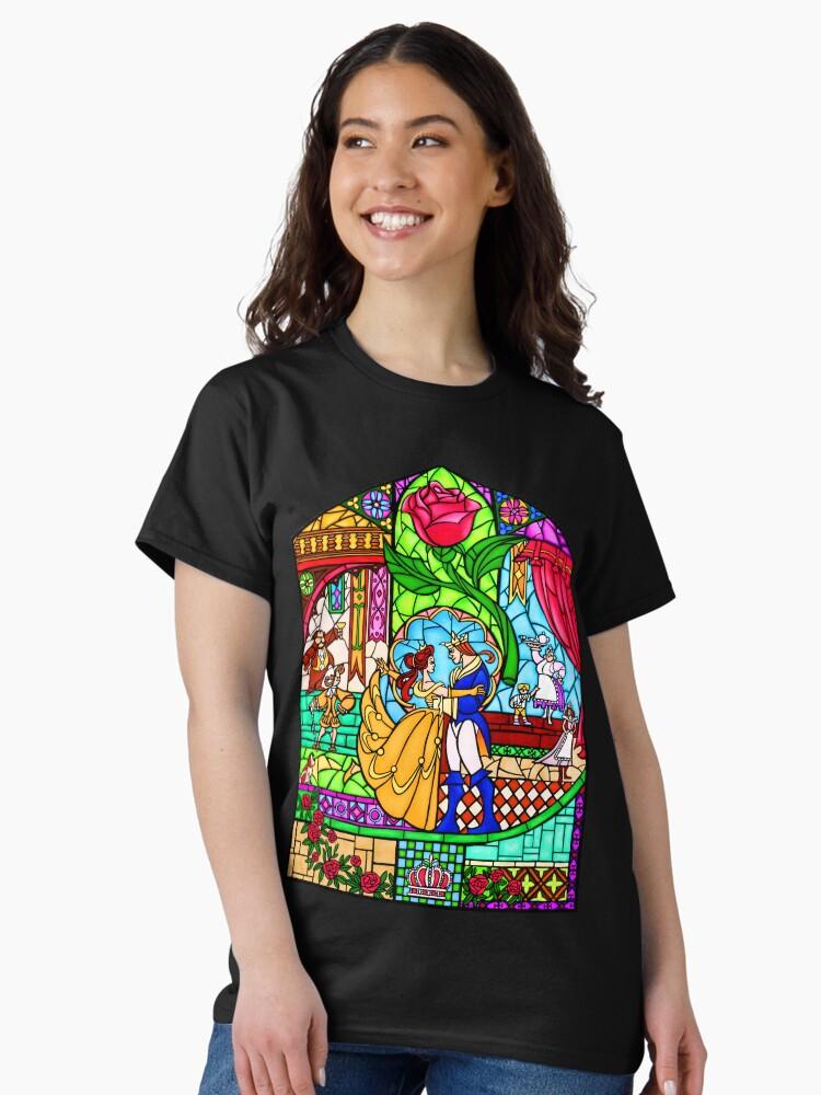 Beauty and the Beast Patterns of the Stained Glass Window Classic T-Shirt