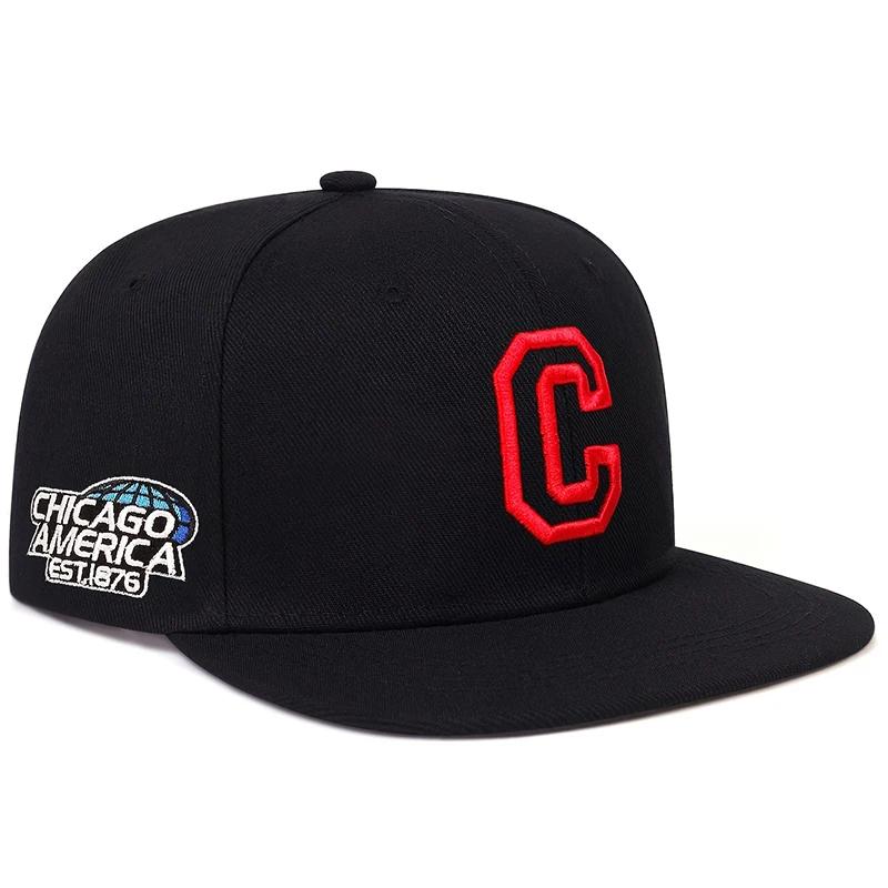 Унисекс Бейсболка с вышивкой CHICAGO Хлопковая Snapback Кепки Регулируемая Хип-Хоп Спортивная Кепка Мужчины Женщины Уличные Шляпы от Солнца Кепки Тракеры