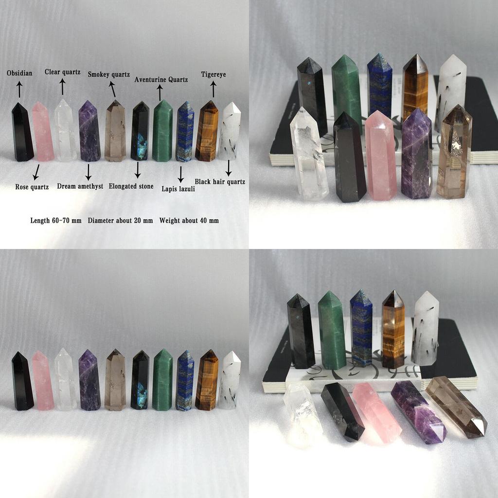 60 To 70mm Obelisk Hexagonal Wand Natural Quartz Crystal For Balance And Health