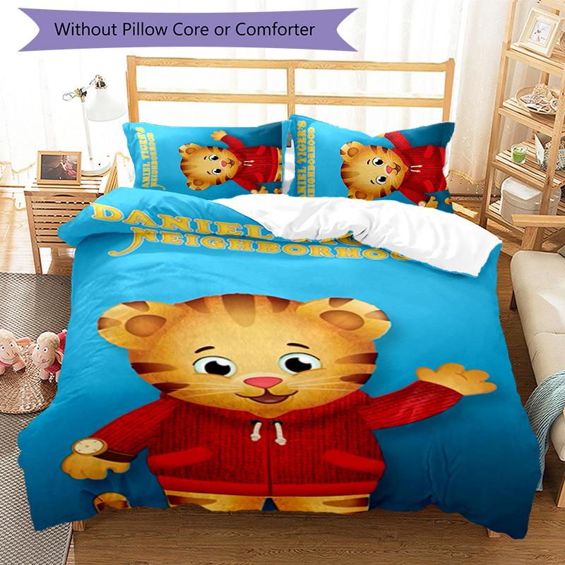 Daniel Tiger 3pcs Bedding Set Duvet Cover Closure Includes 1 Duvet Cover & 2 Pillowcases for All Seasons Bedroom Home Dorm Decor