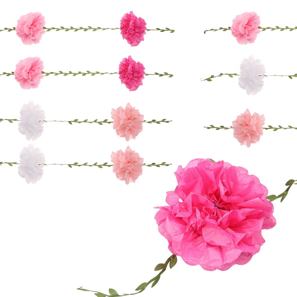 2Pcs Paper Flower Garland Decorative Paper Flowers Homarkable Nude Tissue Paper Pom Pom Garlands for Birthday Wedding Decoration