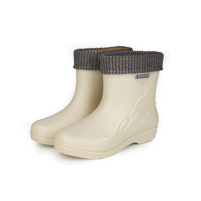 Water shoes medium and short tube waterproof rain shoes women's new adult warm and non-slip middle-aged and elderly rain boots