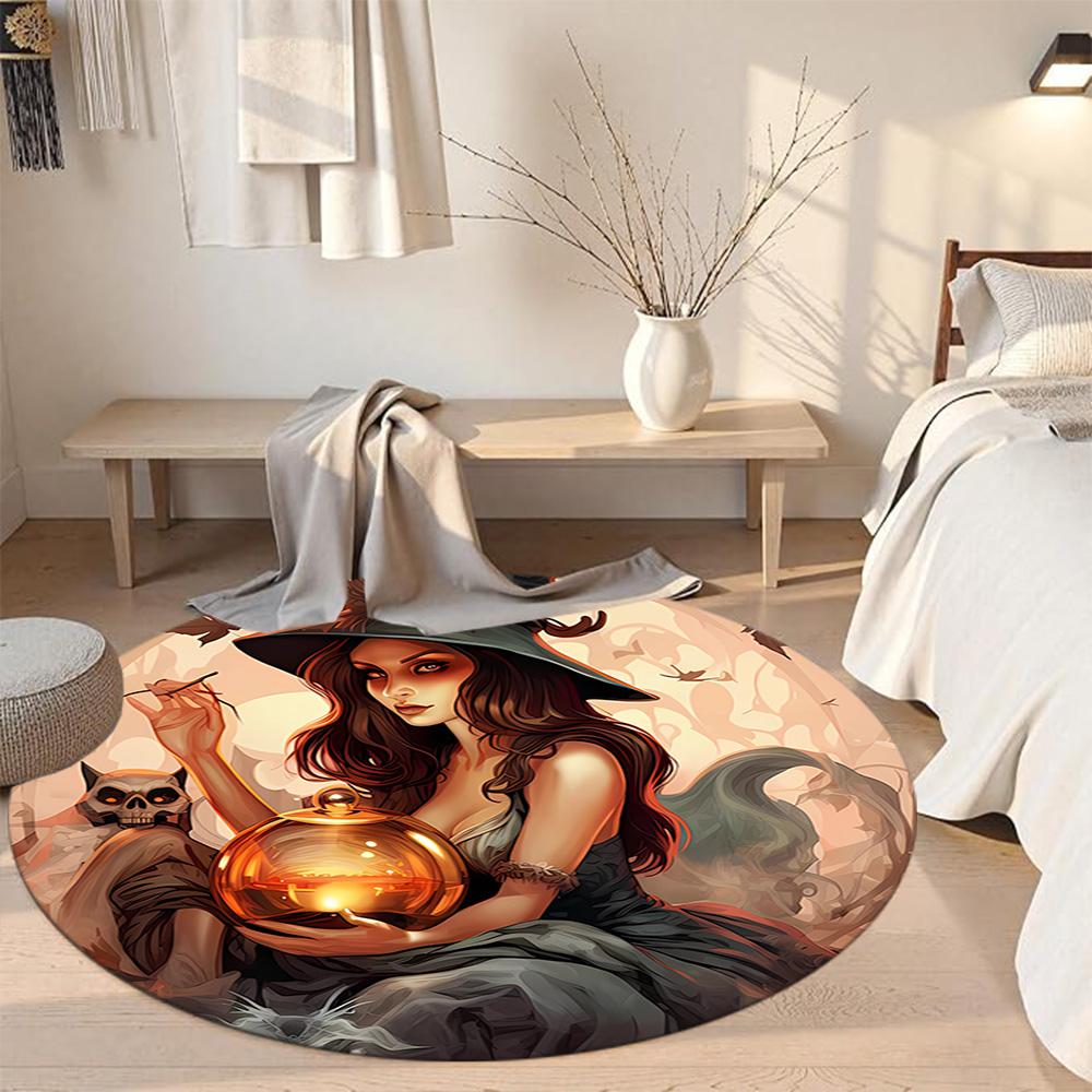Witch Round Office Rug Perfect for Dining Room Study room Kitchen Game Room Antislip Round Carpet Anime Office Decor Perfect Gift for Women Men
