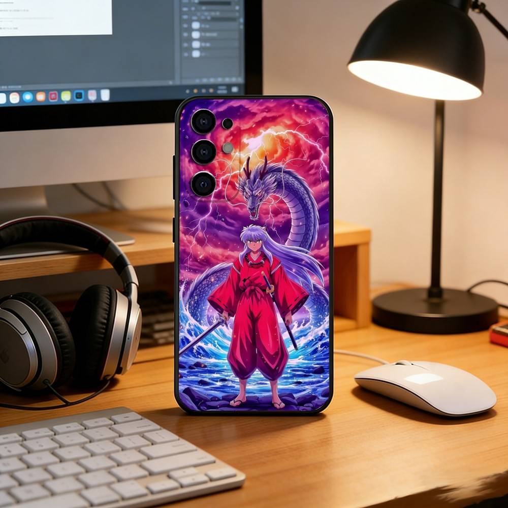 Чехол для телефона с аниме L-Inuyasha для Samsung S25, S24, S21, S22, S23, S30, Ultra, S20, Plus, Fe, Мягкий силиконовый черный чехол