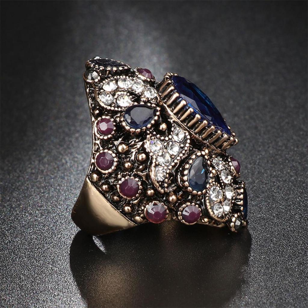Fashion Shiny Rhinestone Punk Women Finger Ring Statement Jewelry Party Gift