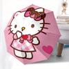 Hello Kitty,Pink Heart Automatic opening and closing folding umbrella with 8 rib frame and compact travel design,perfect for all occasions