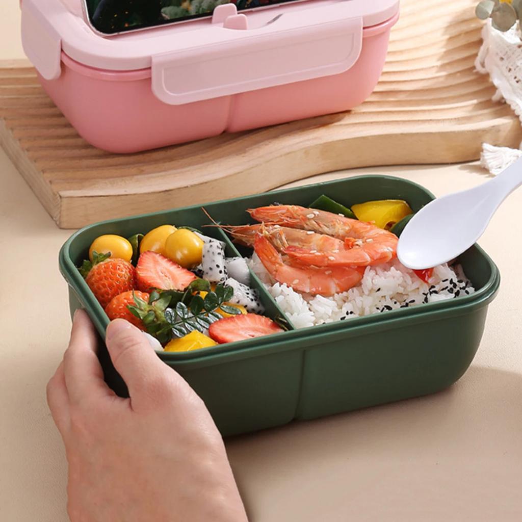 1pc-Large Capacity Bento Box - Portable Lunch Container with Fork and Spoon for Office, School, Outdoor - Durable, Easy To Clean