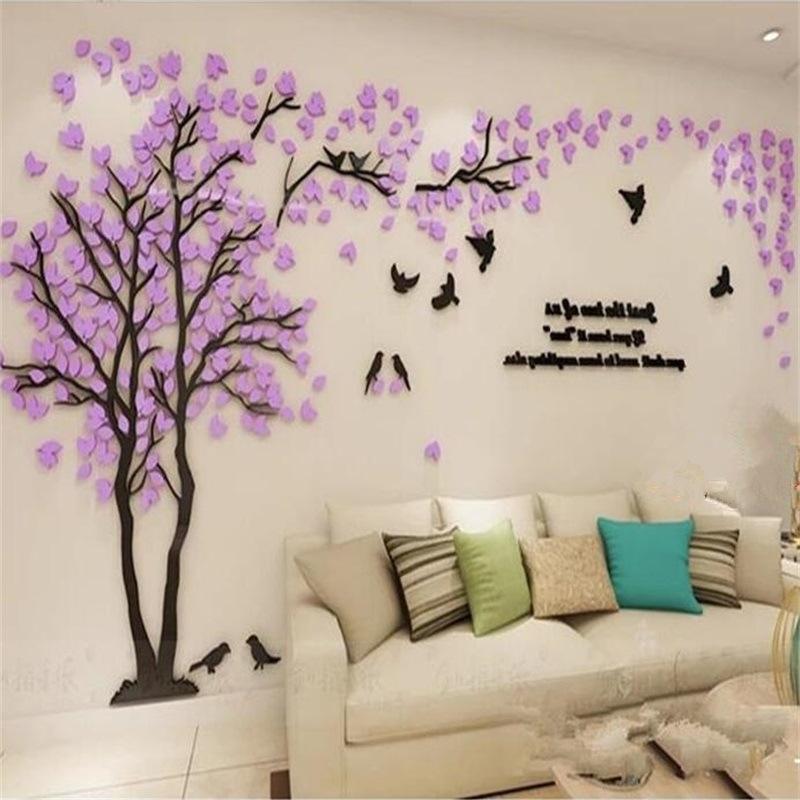 Зеркало Гостиная Наклейки на стену Дерево Стерео ТВ Диван Фон Кристалл Наклейки на стену