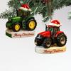 Christmas Ornament Tractor Wearing Xmas Hat Charm Festive Hanging Decoration Holiday Seasonal Home Accent