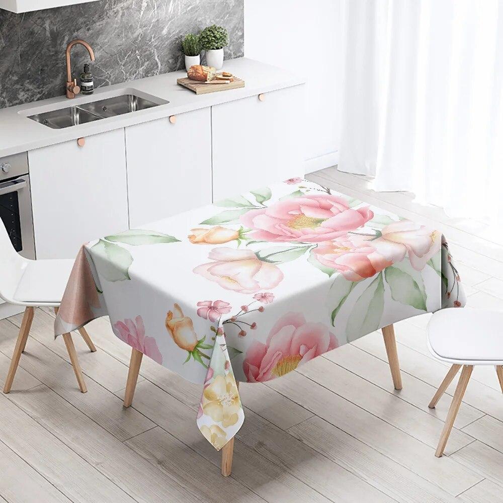 Скатерть с цветочным рисунком, домашний декор, устойчивая к пятнам, водонепроницаемая скатерть, украшение для стола, прямоугольные кухонные столешницы для камина