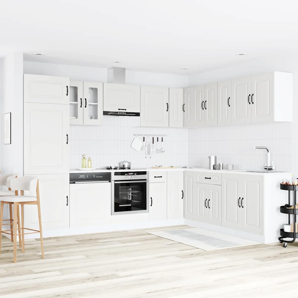 14 Piece Kitchen Cabinet Set Kalmar White Wood Based Panel
