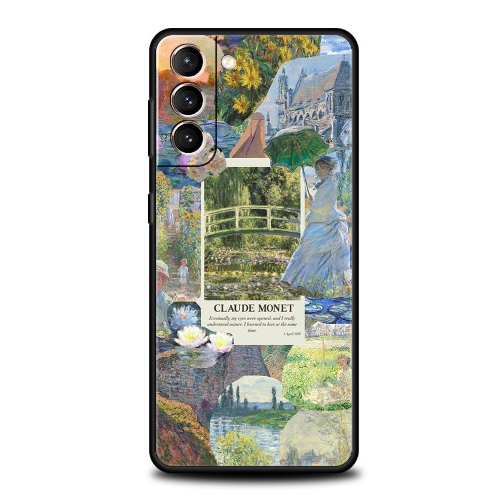 Чехол для телефона с картиной Клода Моне для Samsung Galaxy S26 Ultra S25 Plus S24 FE S23 S22 5G S21 S20 Черный Мягкий