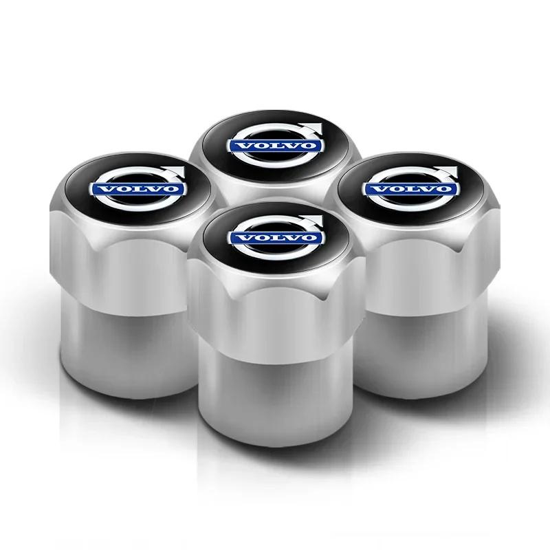 4Pcs Aluminum Alloy Car Tire Valve Caps for Volvo XC60 XC90 XC40 S90 S60 Anti-dust Wheel Valve Stem Cover Exterior Accessories