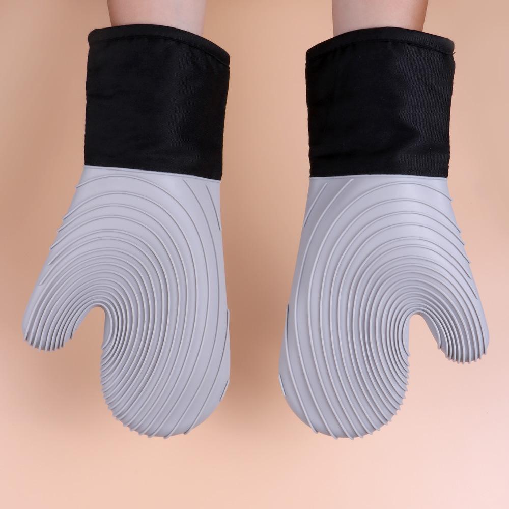 Silicone Cotton Cloth Thermal Insulation Gloves Microwave Oven Anti-scalding Kitchen High Temperature Resistant Thickened Baking Gloves