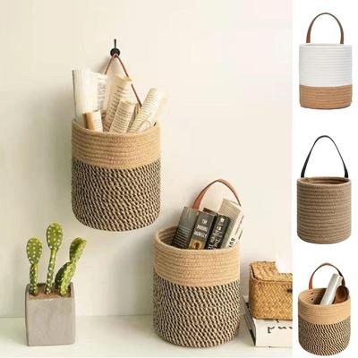 Хлопковая веревка Плетеные подвесные корзины Настенные плетеные кашпо для растений цветов Дом