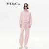 MO&Co. Women's High-Waisted Cotton Joggers with Leather Patch