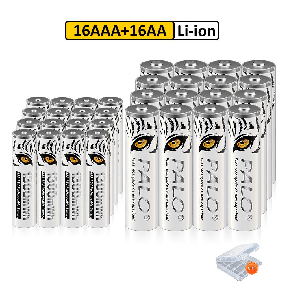PALO Новая литий-ионная аккумуляторная батарея AA/AAA 1,5 В 3500 мВтч/1300 мВтч со световым индикатором зарядки