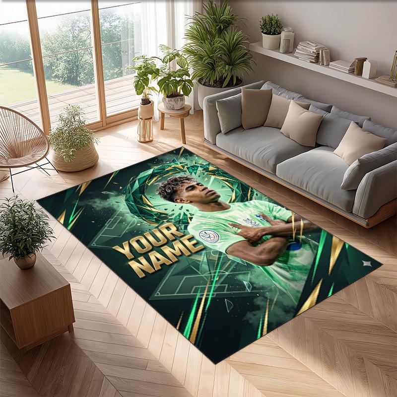 Lamine Yamal Printed Crystal Velvet Rug Non‑Slip Crystal Velvet Carpet For Sofa Bedroom Indoor Home Decoration