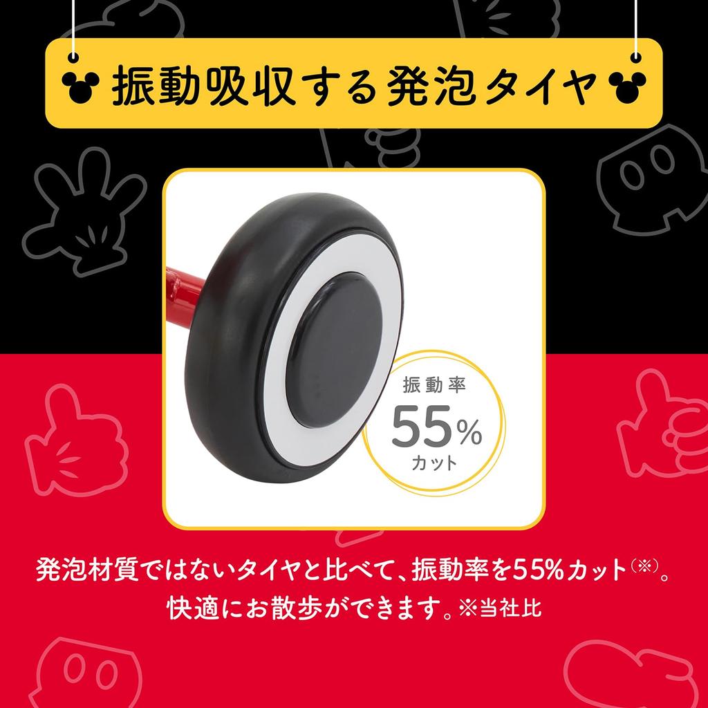 Трехколесный велосипед EC Ides Disney с подножкой Микки, защитный кожух, включает ручку-толкатель, соответствует стандартам SG для детей 4 лет [официальный ограниченный выпуск] и 1,5 года