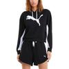 Puma Свитшот с капюшоном и принтом логотипа, цветными блоками, с завязками на шнурке, с длинным рукавом, женский свитшот, черный 588721-01