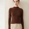 Women's Slim Fit Pure Cashmere Sweater, Half-High Neck, Soft Knit, Solid Color, 2026 Autumn/Winter Collection.