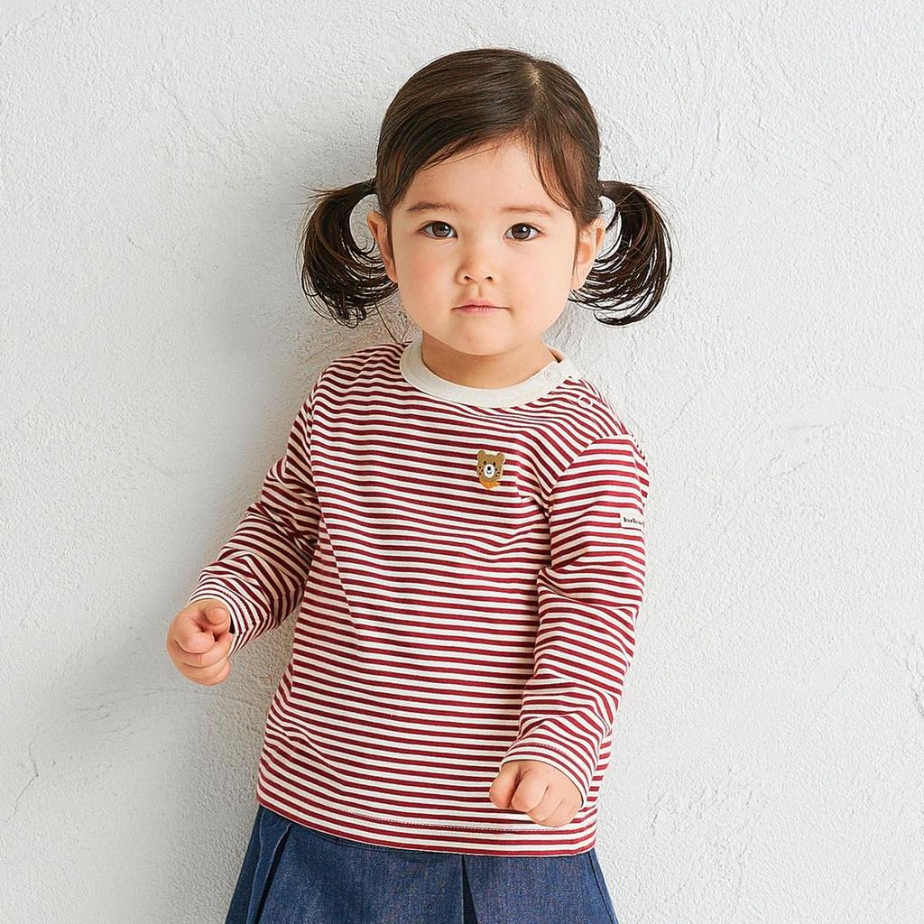 Футболка MIKI HOUSE HOT BISCUITS с длинным рукавом для мальчиков и винного цвета, для девочек, детская одежда, красная, 110 см, 70-5211-686