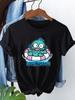 Women'S  HANGYODON Graphic T-Shirt Casual Crew Neck Short Sleeve Tee with Playful Green Character Design Playful Print Trendy