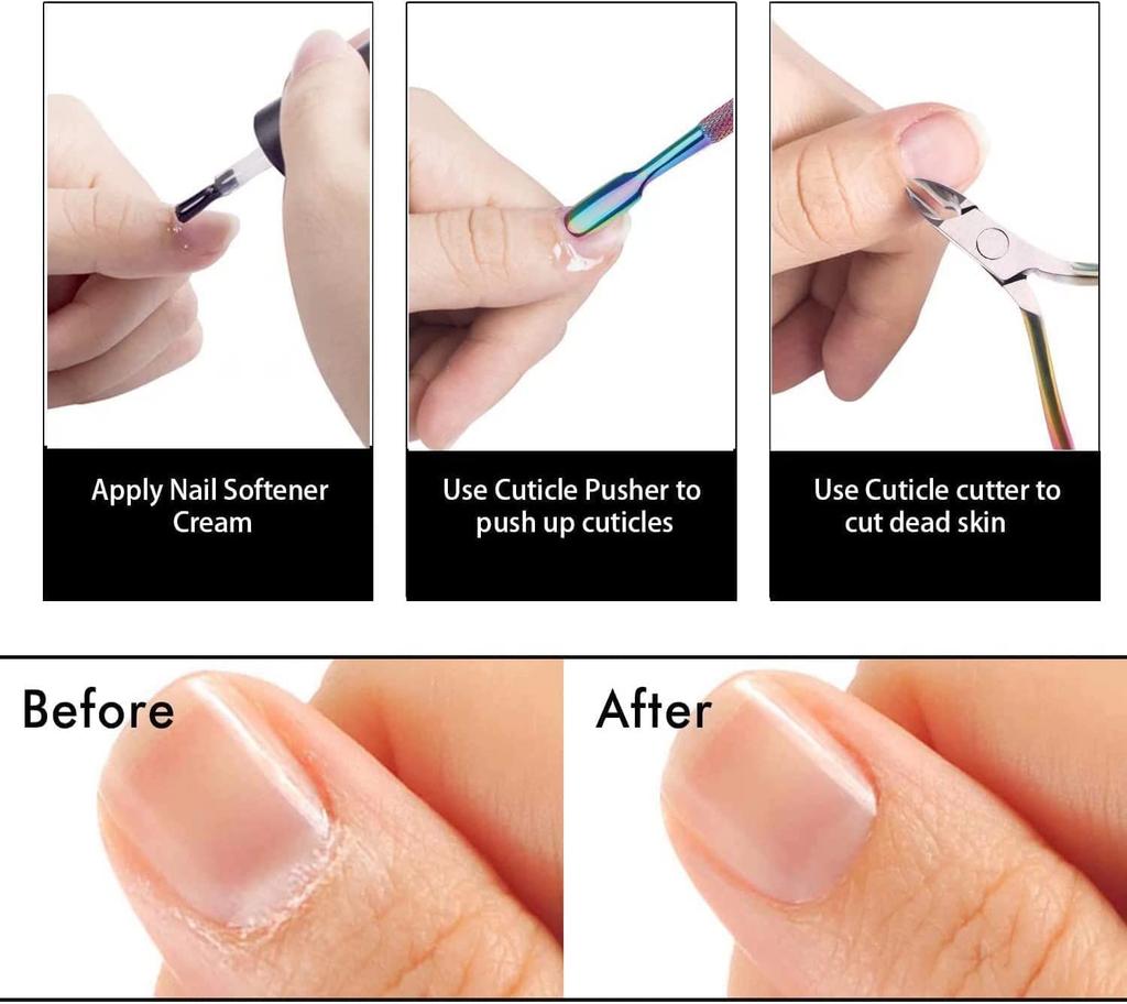 RONAVO Cuticle Trimmer with Cuticle Cuticle Glass Nail Blind Spot Durable Manicure and Pedicure Tool for Fingernails and Chameleon Pusher, Cutter,