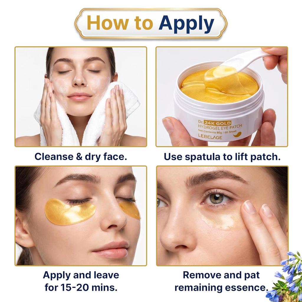 Lebelage Доктор. Гидрогелевая патч для глаз с 24-каратным золотом (60 шт.) - [K-BEAUTY] Вирусное осветление зоны под глазами