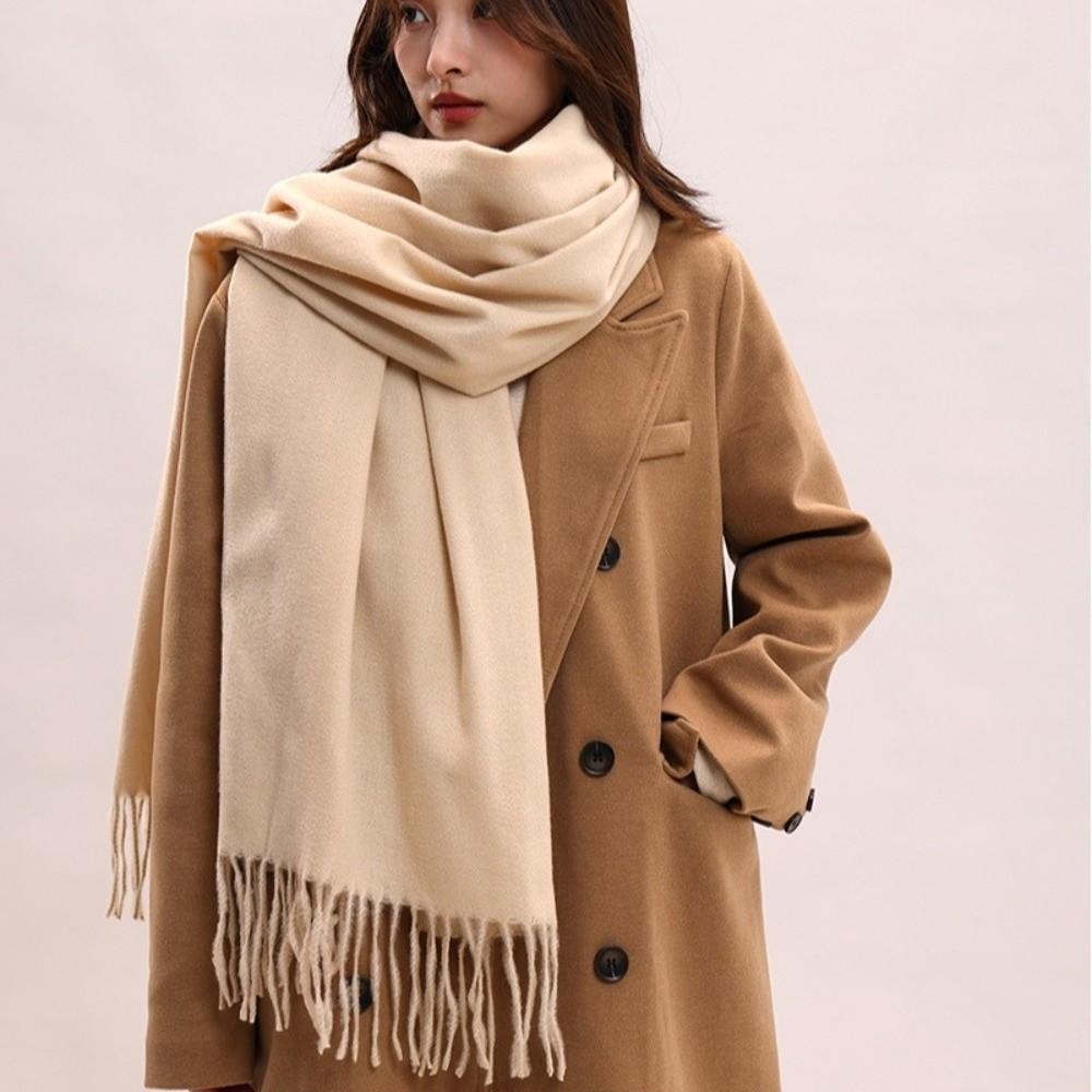 Tassel Imitation Cashmere Scarf Korean Style Women Shawl Simple Winter Neckerchief Autumn