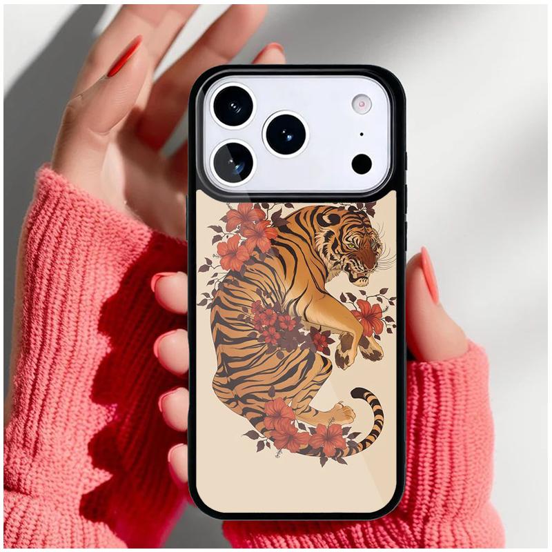 Японская гравюра укиё-э Пантера Тигр Чехол для телефона для iPhone 17 16 15 14 13 Pro Max Задняя крышка для 12 11 Pro Coque