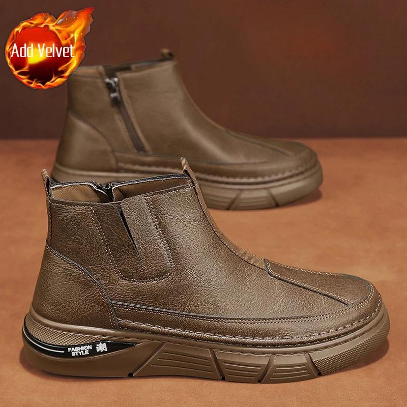 Повседневная хлопковая обувь на платформе Зимняя обувь Мужская Бренды Оригинальные Сделки Роскошная Толстая Плюшевая Обувь Высокого Качества Снежные Ботинки для Мужчин