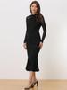 Allegra K Women's Elegant Mermaid Dress with Sheer Mesh and Long Sleeves, Black, Size M