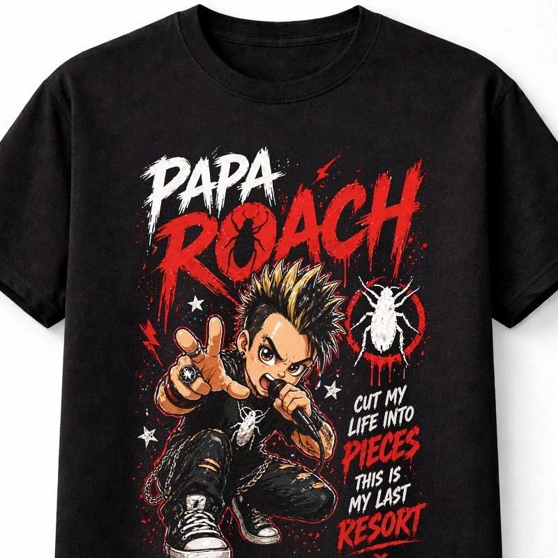 Papa Roach Last Resort Графическая футболка унисекс в стиле Ню-метал с изображением Джейкоби Шэддикса и логотипом группы