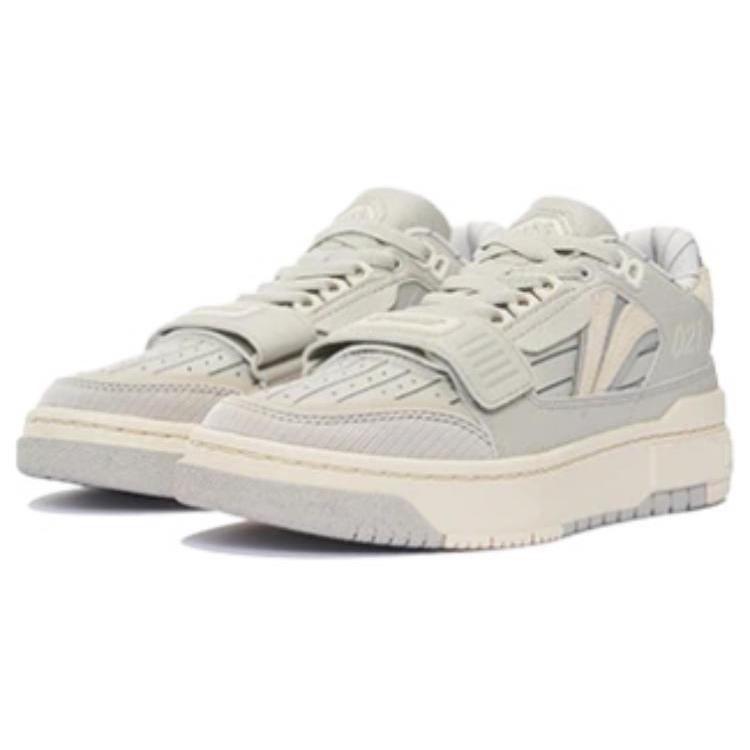 Li Ning Rookie Rising Stars Rookie Shanghai HOOD Trendy Low top Vintage Basketball Shoes Women's Gray White ABCS028-12