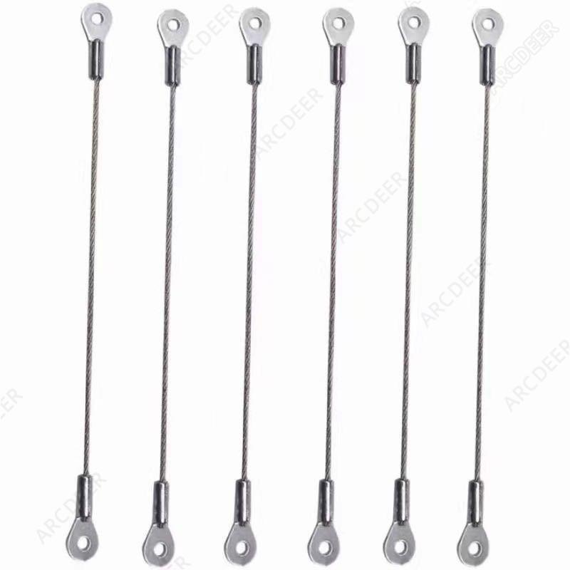 10Pcs 1.5mm Stainless Steel Wire Rope with Eyelets, Secure Tether Lanyard for Fall Arrest, Tool Safety & Locking Gate