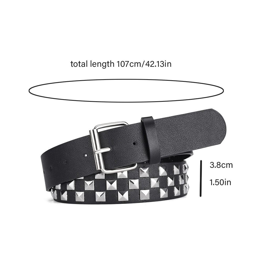 Elegant Rivet PU Leather Belt Wide Side Metal Buckle Punk Waist Belt Dress Decor Trouser Decor Ins Jeans Decoration Ladies/Girls