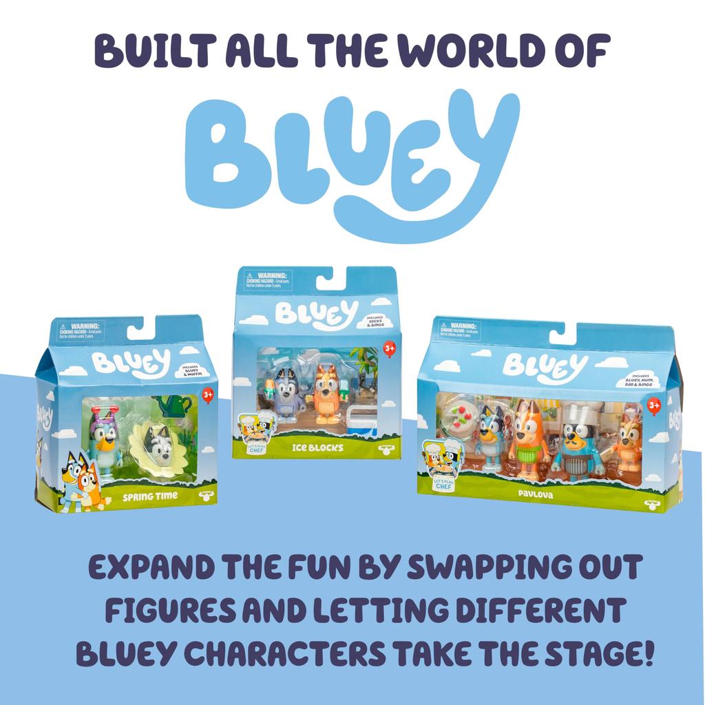 Игровой набор Bluey Bandit Surf Beach, Подвижная фигурка Бандита 7,5 см, Набор пляжных игрушек с солнцезащитными очками, Квадроциклом и аксессуарами для серфинга